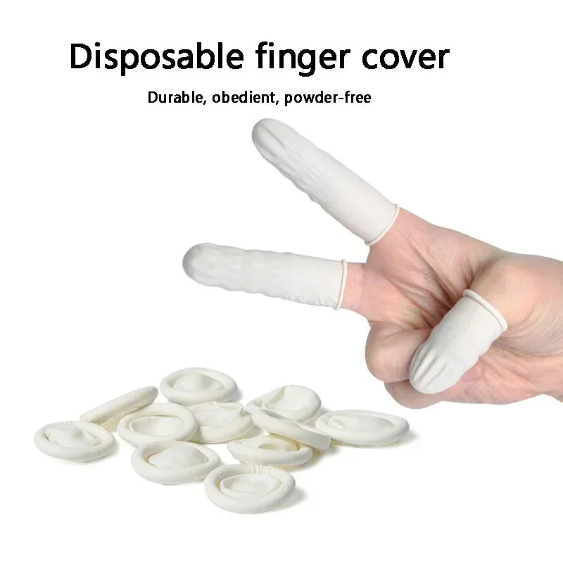 100/200PCS Disposable Rubber Gloves Fingertip Durable Tools Anti-slip Anti-static Latex Fingertip Protector Fingertip Sleeve Peaceful Pleasures Health and Wellness