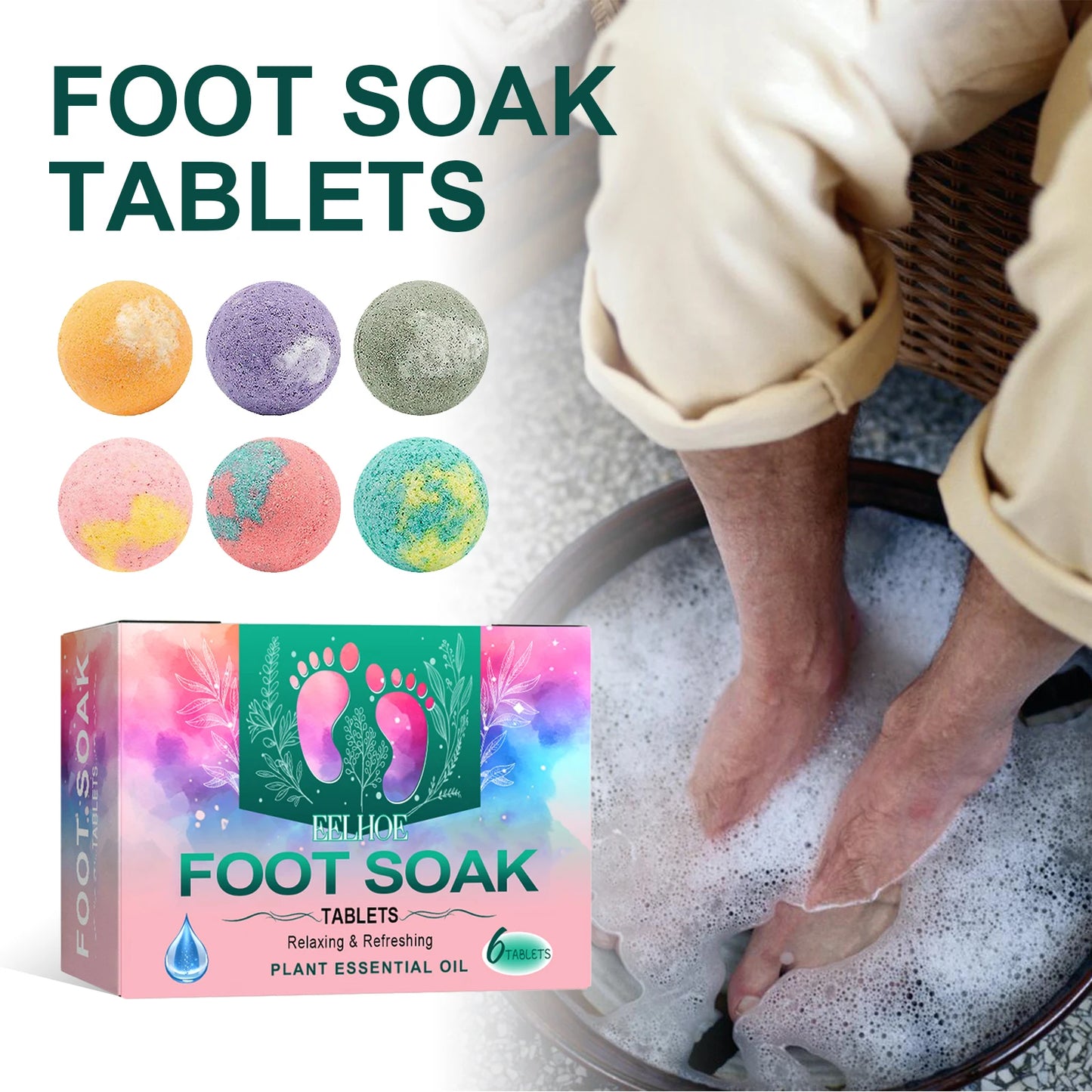 Eelhoe Bubble Foot Bath Bombs – Exfoliating Spa Set 6pc Foot Bath Bombs Peaceful Pleasures Health and Wellness 12pcs Boxed