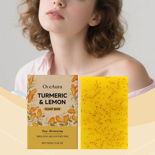 OceAura Turmeric Lemon Brightening Soap – Cleanse & Moisturise Cleansing Soap Bar Oasis Select