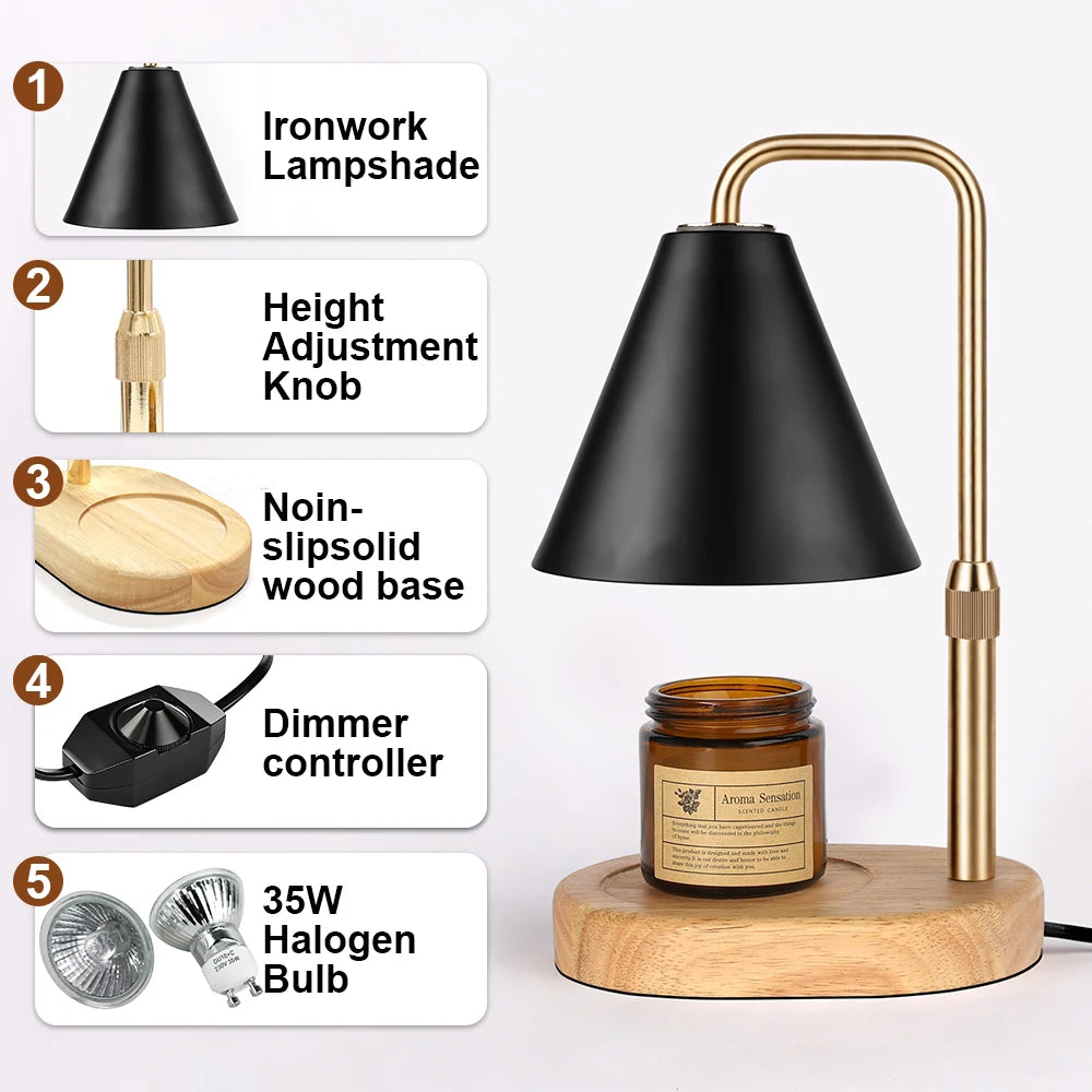 RUNTOIN Black Candle Warmer Lamp | Dimmable Wax Melter Light