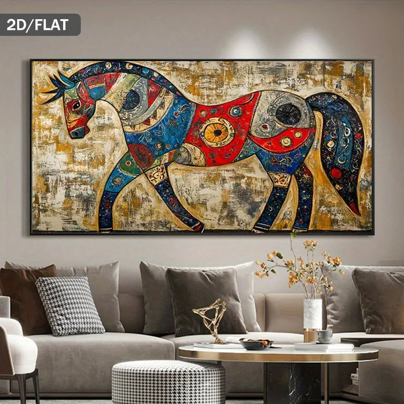2D Flat, Modern Abstract Poster Prints of A Horse, Frameless Canvas Art Designed for Wall Decor in Living Rooms, Bedrooms Peaceful Pleasures Health and Wellness 100x200cm No Frame ZLH10455