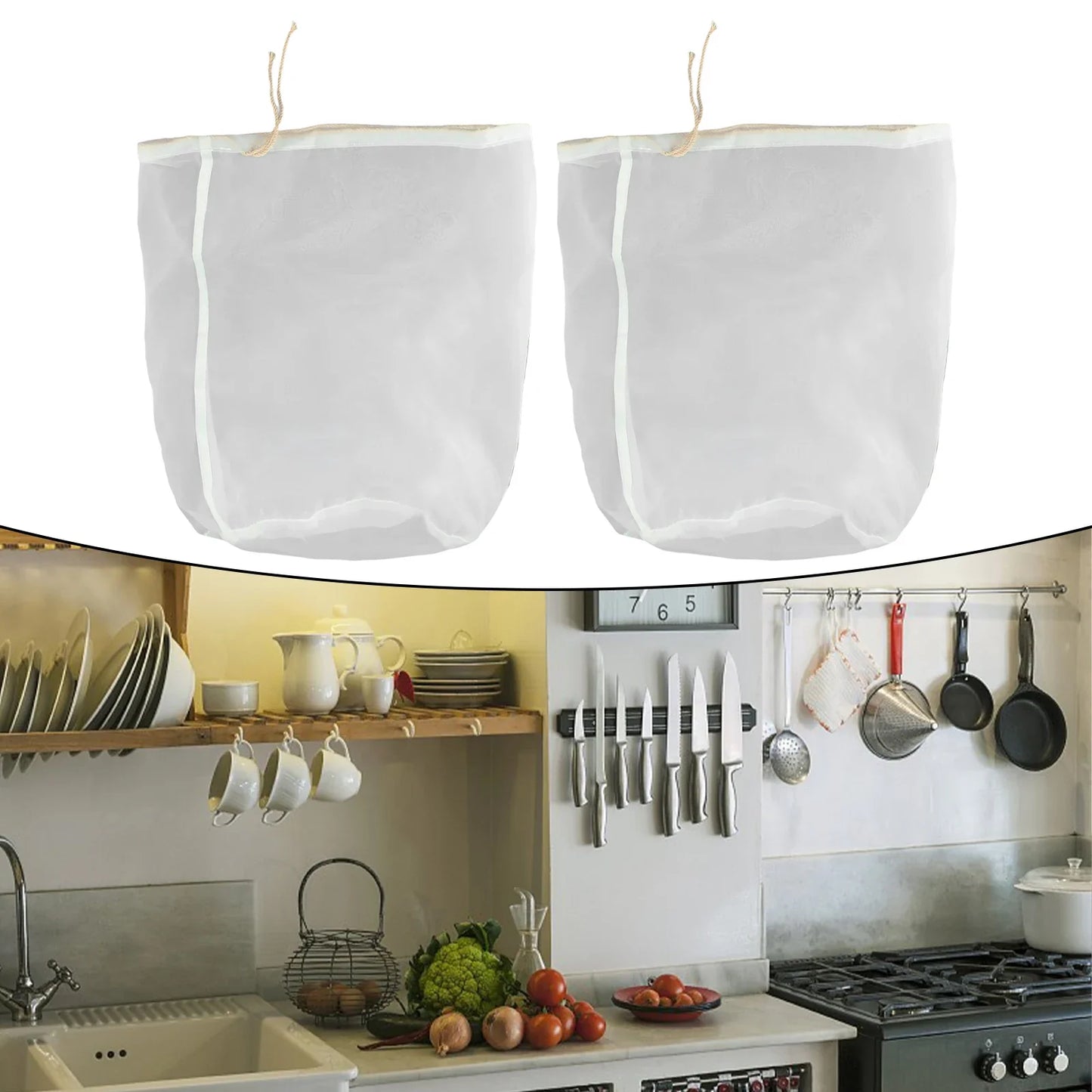 Fine Mesh Homebrew Straining Bags – Nylon Filter, 2-Pack