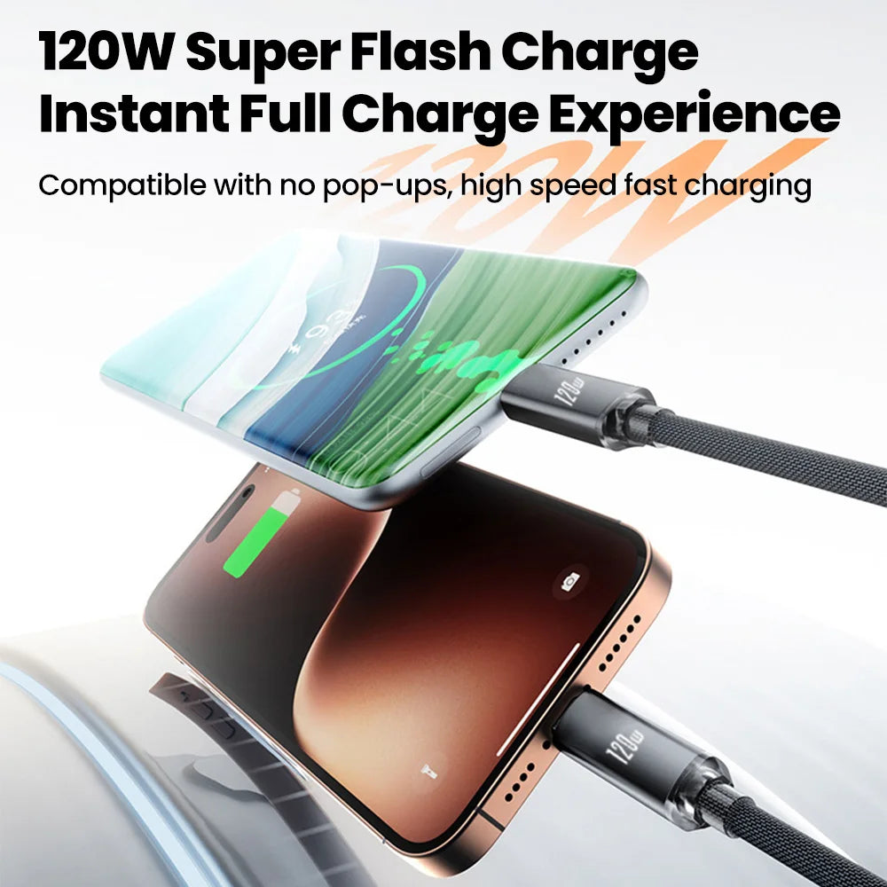 120W Retractable USB-C Fast Charging Cable – iPhone & Android