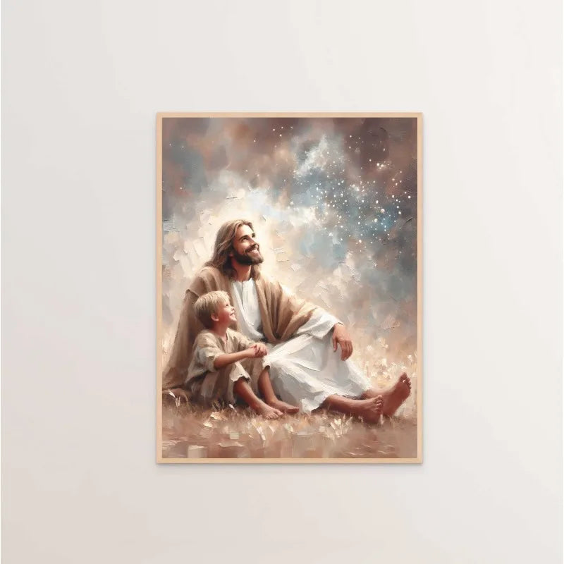 (1pc frameless)Modern Christian Believer Poster Jesus Praying Shepherd Bible Verse Easter Canvas Painting Wall Art for Kids R Peaceful Pleasures Health and Wellness WO2090-18 50x70cm Unframed