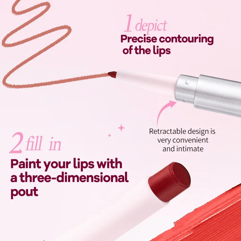 OCHEAL 2-in-1 Matte Lip Liner & Lipstick Pen – Long-Lasting