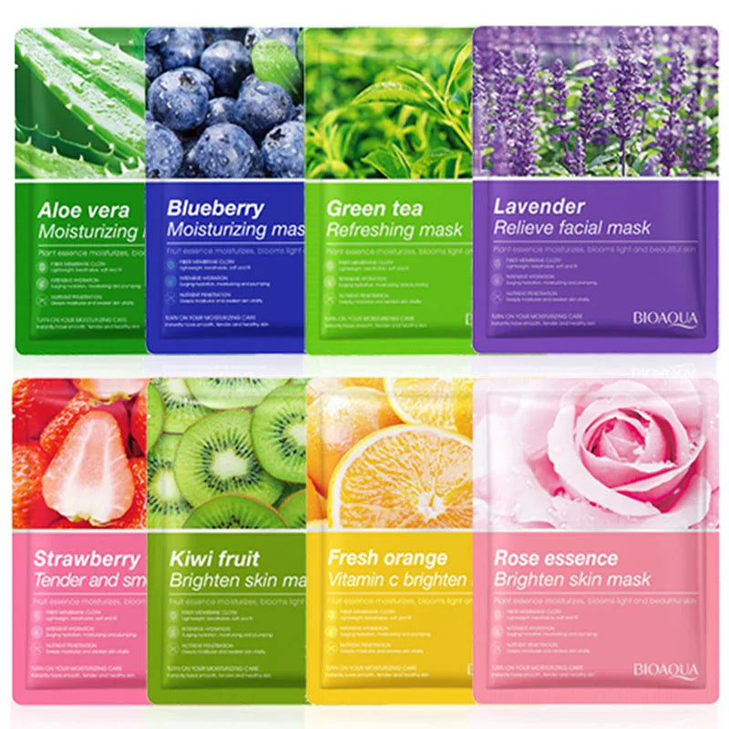 BIOAOUA 8-Pack Natural Plant Face Masks | Hydrating & Firming