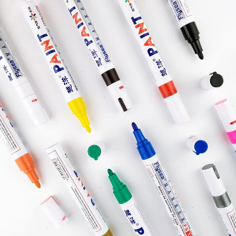 12 White Waterproof Rubber Permanent Paint Marker Pen Car Tyre Tread