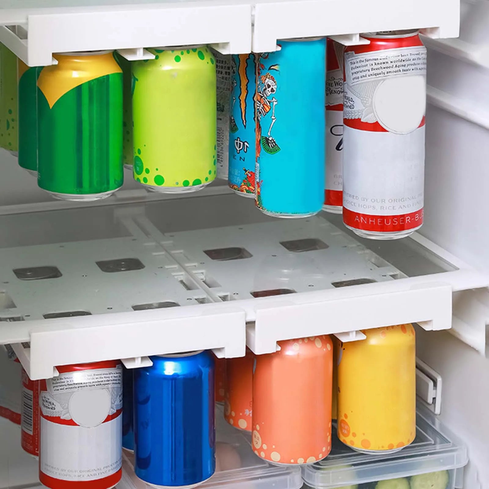 Hanging Fridge Soda Can Organizer Convenient to Install Efficient Fridge Shelf Holder Suitable for Refrigerators Kitchen Peaceful Pleasures Health and Wellness