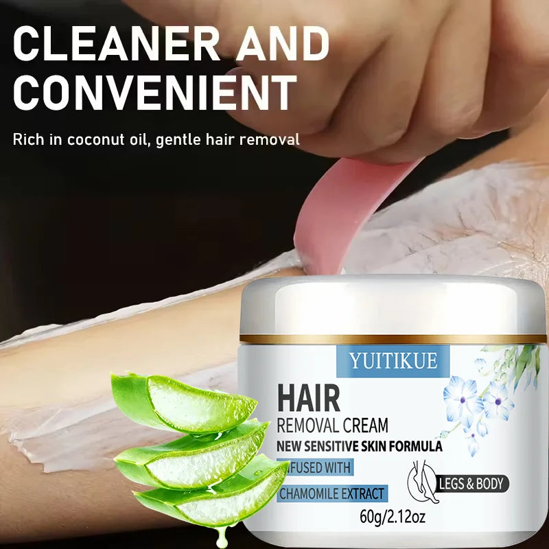 YUITIKUE Hair Removal Cream 60g Sensitive Skin Formula with Chamomile Extract for Legs & Body Peaceful Pleasures Health and Wellness