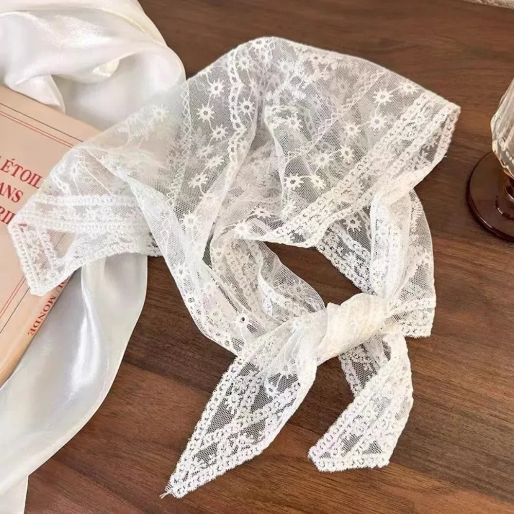 French Floral Triangle Scarf – Turban Bandana Hair Band Women