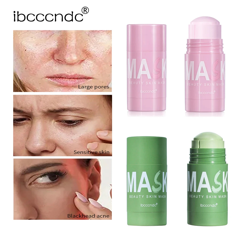 40g Face Clean Mask Rose/Green Tea Extract Cleansing Stick Deep Moisturizing Shrink Pores Blackhead Film Smear Oil Control Mask Peaceful Pleasures Health and Wellness