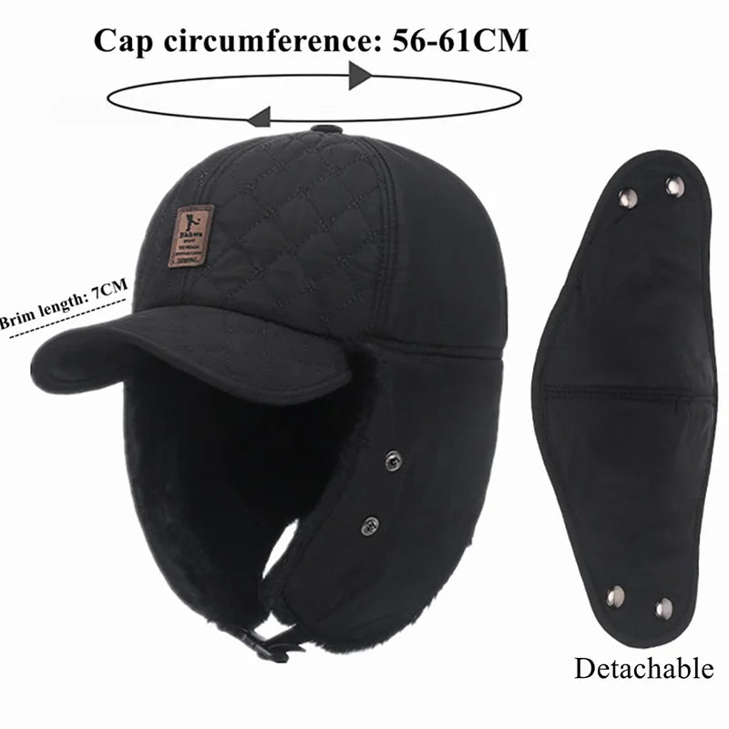 Unisex Winter Outdoor Cycling Windproof 3 In 1 Hat Lei Feng Cap With Face Mask & Ear Flap Ski Thick Velvet Hat For Men Women Peaceful Pleasures Health and Wellness