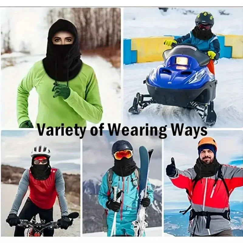 1PC Winter Fleece Neck Warmer Balaclava, Adjustable Drawstring Hood, Lightweight Soft Unisex Ski Mask for Cycling Outdoor Sports Peaceful Pleasures Health and Wellness