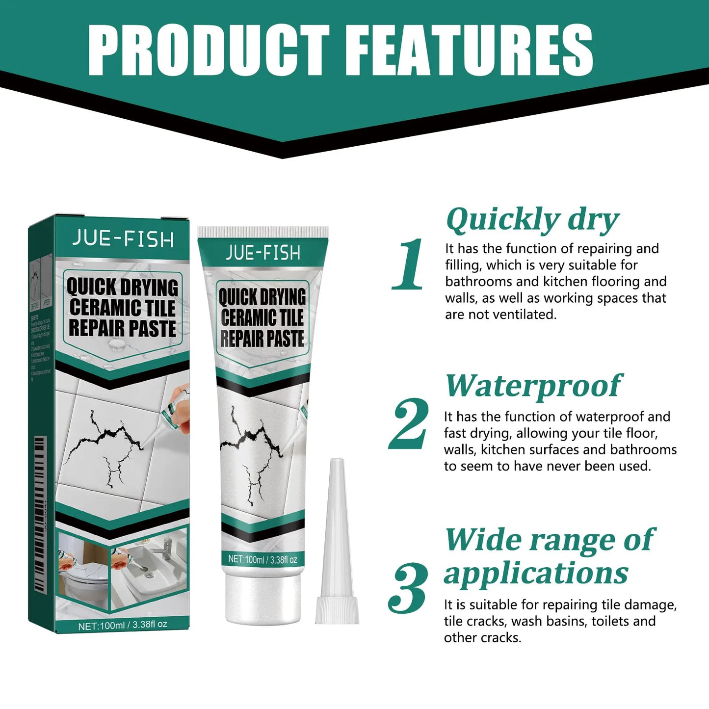 Ceramic Tile Repair Paste – Fast Drying Crack & Scratch Filler