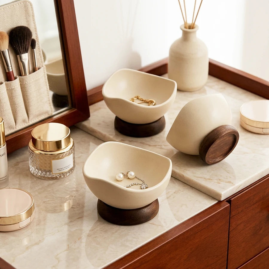 Retro Jewelry Organizer Tray – Ring Dish & Vanity Organizer for Earrings & Accessories