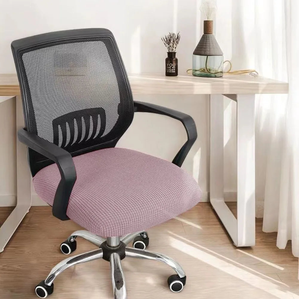 New Velvet Office Chair Seat Covers Thickened Washable Chair Dustproof Cover Removable Solid Color Chair Cover Peaceful Pleasures Health and Wellness Pink