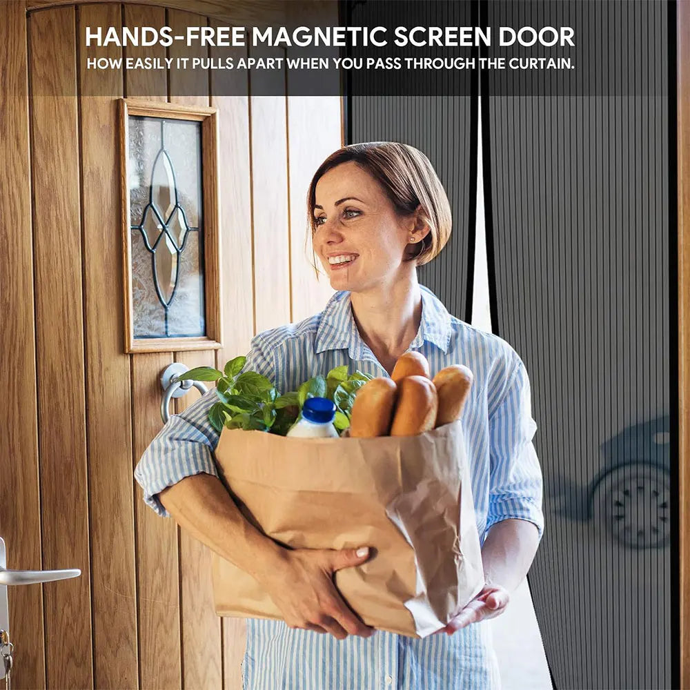 Magnetic Screen Door Anti Mosquito Mesh Curtain Net Keeps Bug Out Hands Free Partition Mute Striped Bedroom Door Ventilation Peaceful Pleasures Health and Wellness
