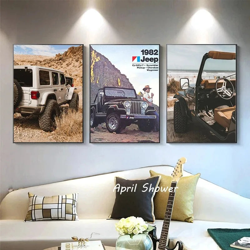 Jeep Cherokee XJ Wrangler Retro Canvas Wall Art Print Canvas Wall Art Print Peaceful Pleasures Health and Wellness