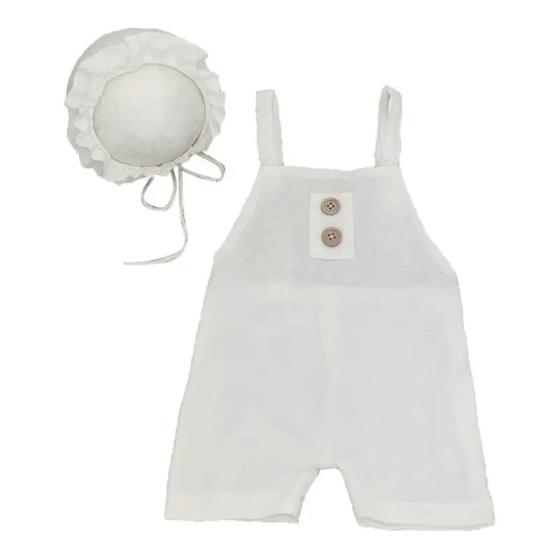 Newborn Photography Outfit – Baby Overalls & Hat Set 0–6M