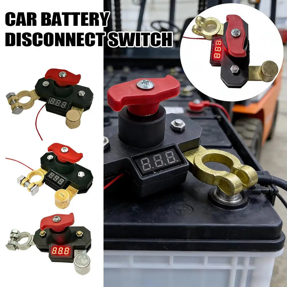 12V-24V Car Battery Disconnect Switch with Digital Voltmeter, 180° Rotatable Power Cut-Off Kill Switch for Car Truck RV Boat ATV Peaceful Pleasures Health and Wellness