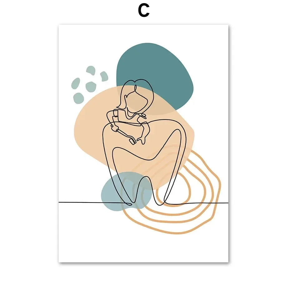 Dental Clinic Canvas Wall Art | Abstract Tooth Line Print