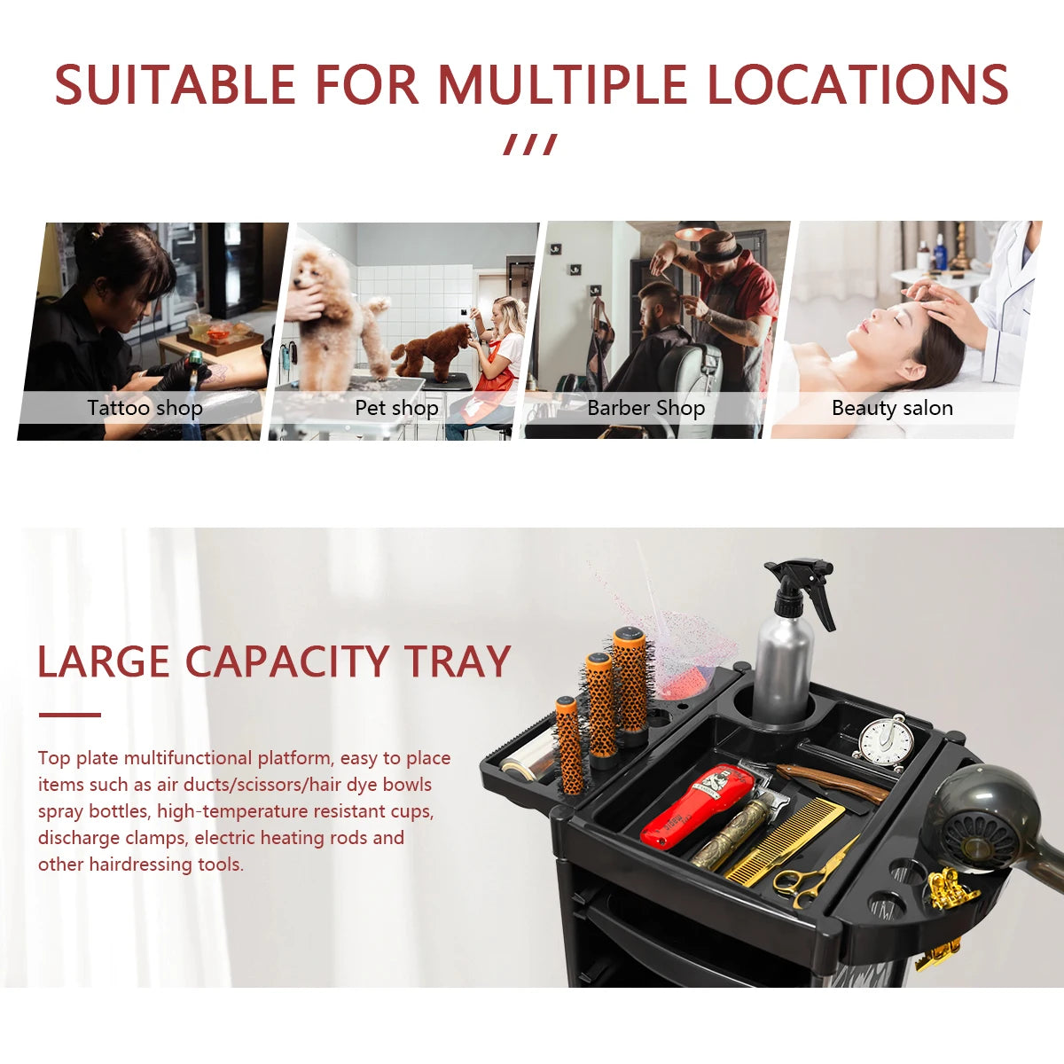Salon Trolley Cart on Wheels Multifunction 5 Drawer Hair Stylist Rolling Cart Professional Hairdresser Hair Dye Storage Tools Peaceful Pleasures Health and Wellness