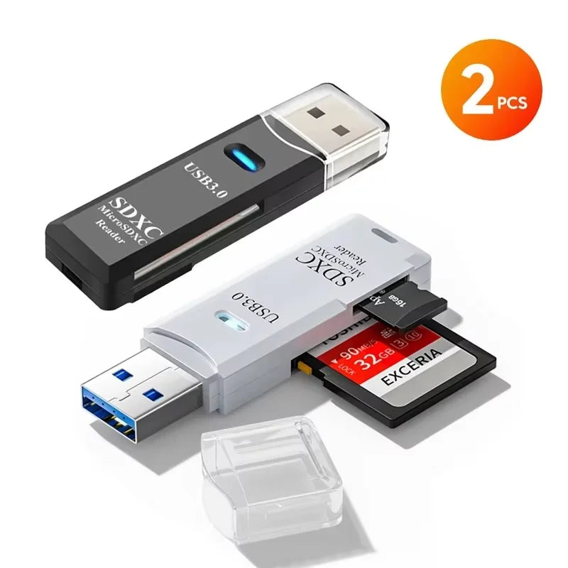 Portable Mini USB 3.0 SD TF Card Reader Dual Slot Micro SD Memory Card Adapter Fast Data Transfer For Camera PC Laptop Computer Peaceful Pleasures Health and Wellness 3.0 MIX