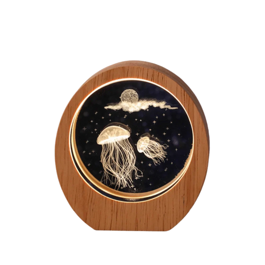 3D Solar System Planet Night Light – Wood Base Crystal Glow Crystal Night Light Oasis Select Style 6