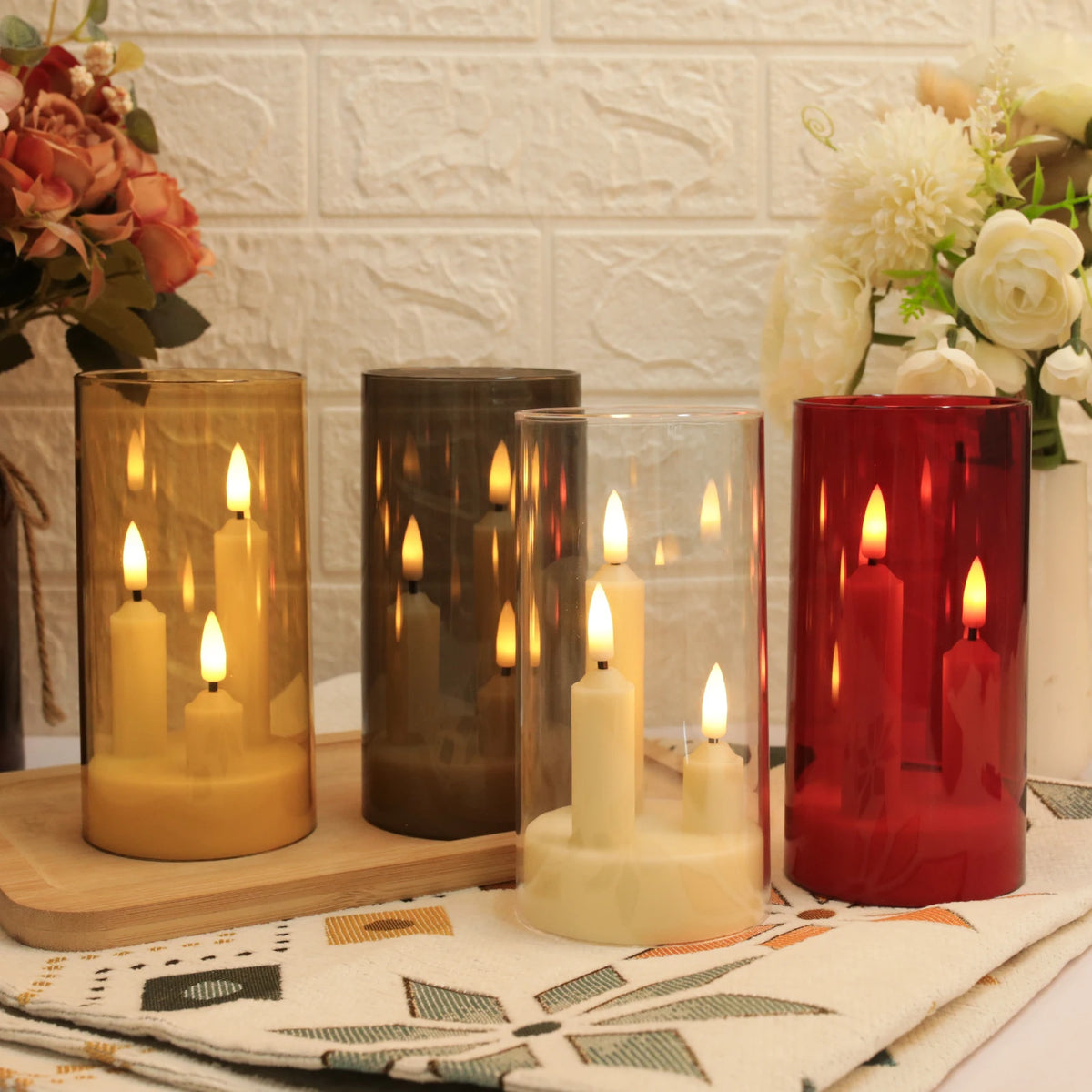 Flameless 3 in 1 LED Taper Candles with 15CM Lampshade Battery Operated Flickering Electric Window Candles for Christmas Wedding Peaceful Pleasures Health and Wellness