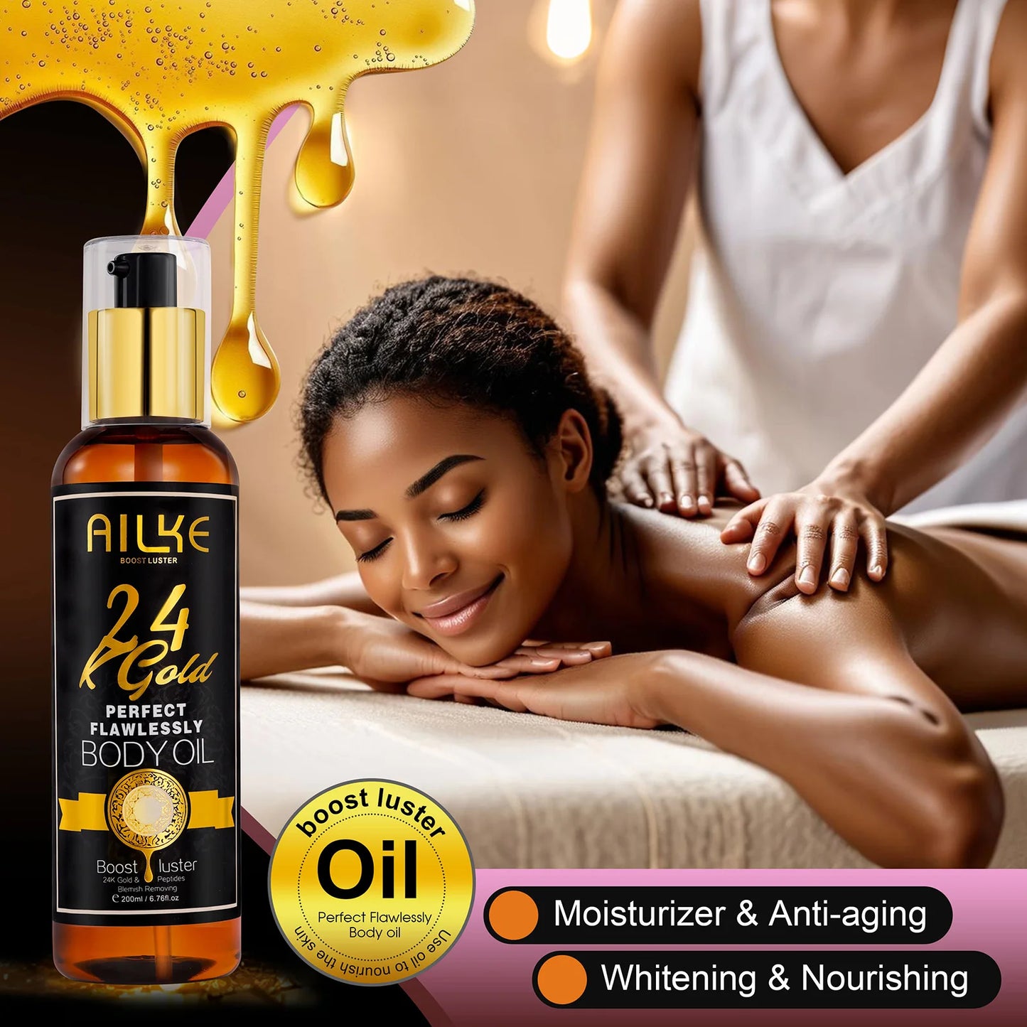 AILKE 24K Gold Skin Care Set – Brighten & Moisturize All Skin