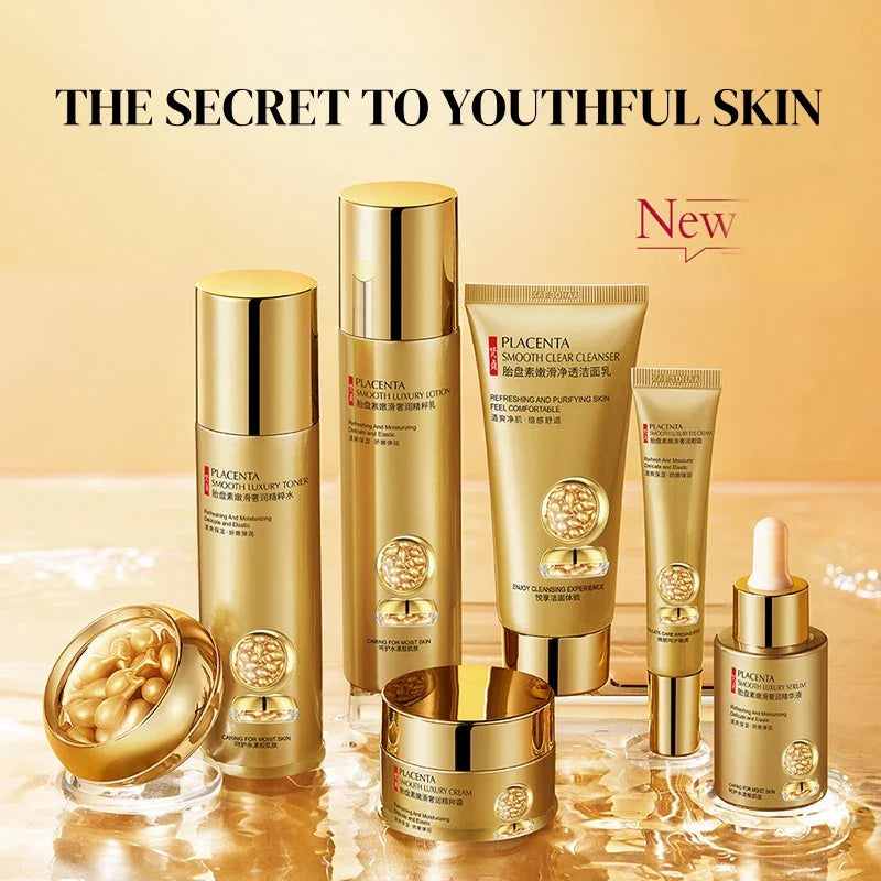 Placenta Essence 7-Piece Skincare Set – Hydrating & Nourishing