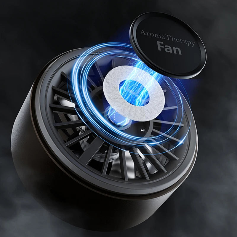 Lenovo Portable Mini Car Fan Clip on Aroma Cold Air Diffuser 2 in 1 Strong Wind Vent Fan Air Freshener RGB Light Car Accessories Peaceful Pleasures Health and Wellness