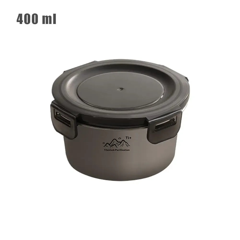 Rust Proof Titanium Ultralight Portable Food Sealing Bowl with Lid Fresh-keeping Portable Purification Dinner Box For Picnic Peaceful Pleasures Health and Wellness 400ml