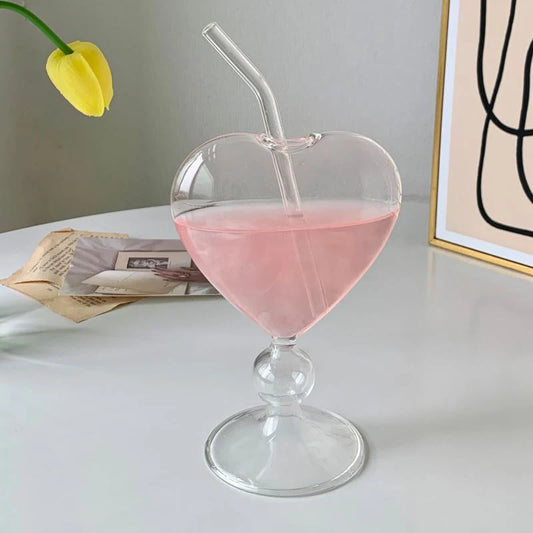 Heart-Shaped Glass Mug – Cocktail, Coffee & Tea Cup Gift Glass Mug Peaceful Pleasures Health and Wellness