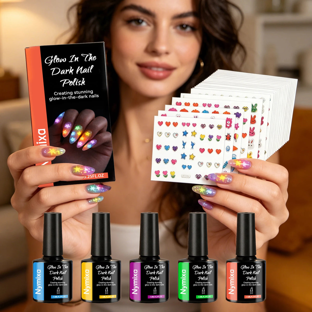Fluorescent Nail Polish Glow In Dark Gel Colorful DIY Manicure Create Party Atmosphere Neon Luminous Top Coat Nails Polish Pens Peaceful Pleasures Health and Wellness