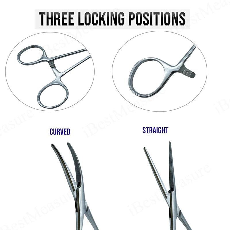 1pc Stainless Steel Hemostatic Forceps Surgical Forceps Tool Hemostat Locking Clamps Forceps Fishing Pliers Curved/Straight Tip Peaceful Pleasures Health and Wellness