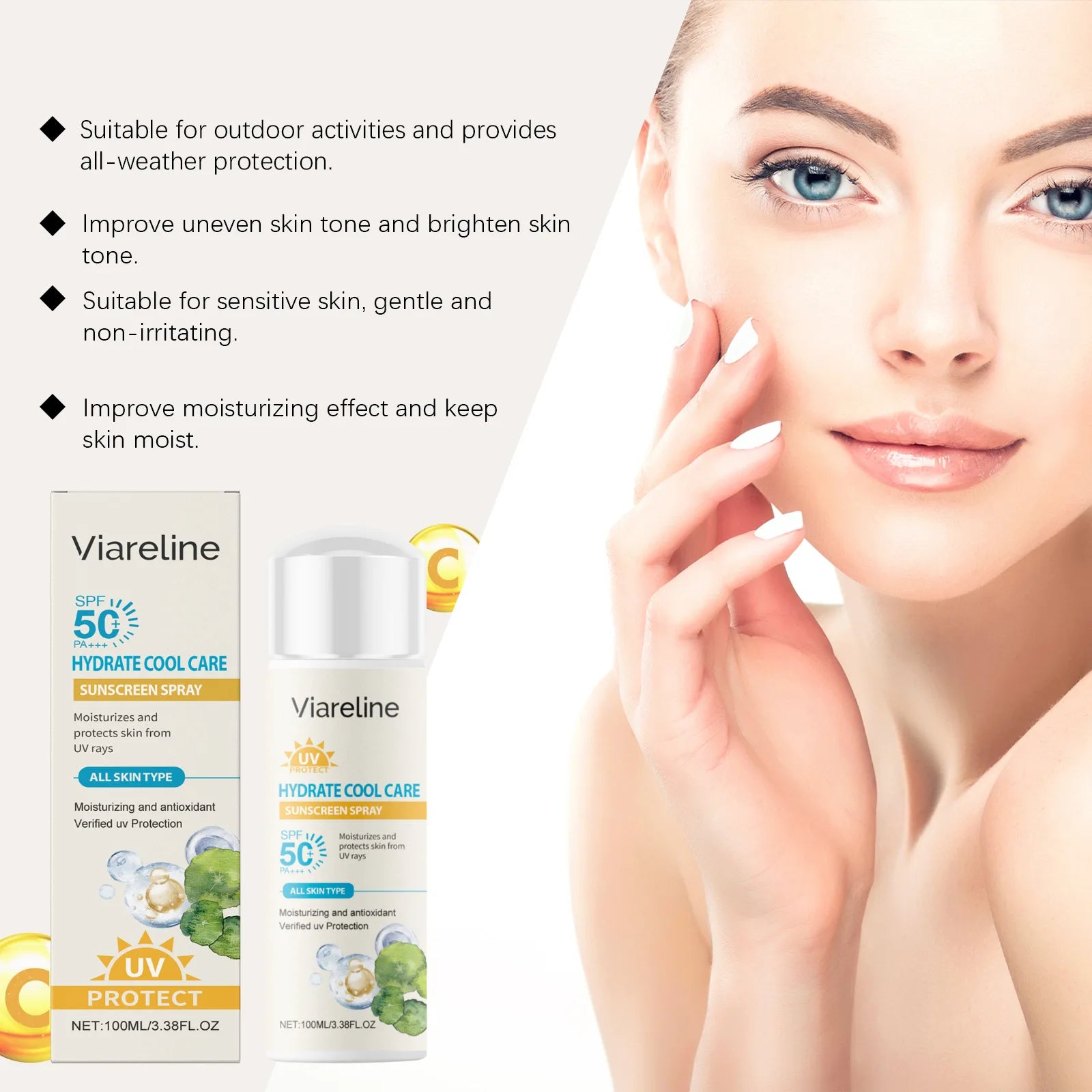 Sun Protection Spray Broad Spectrum SPF 50 UVA UVB Protection Sunburn Prevention Waterproof Lightweight Lasting Sunscreen Mist Peaceful Pleasures Health and Wellness