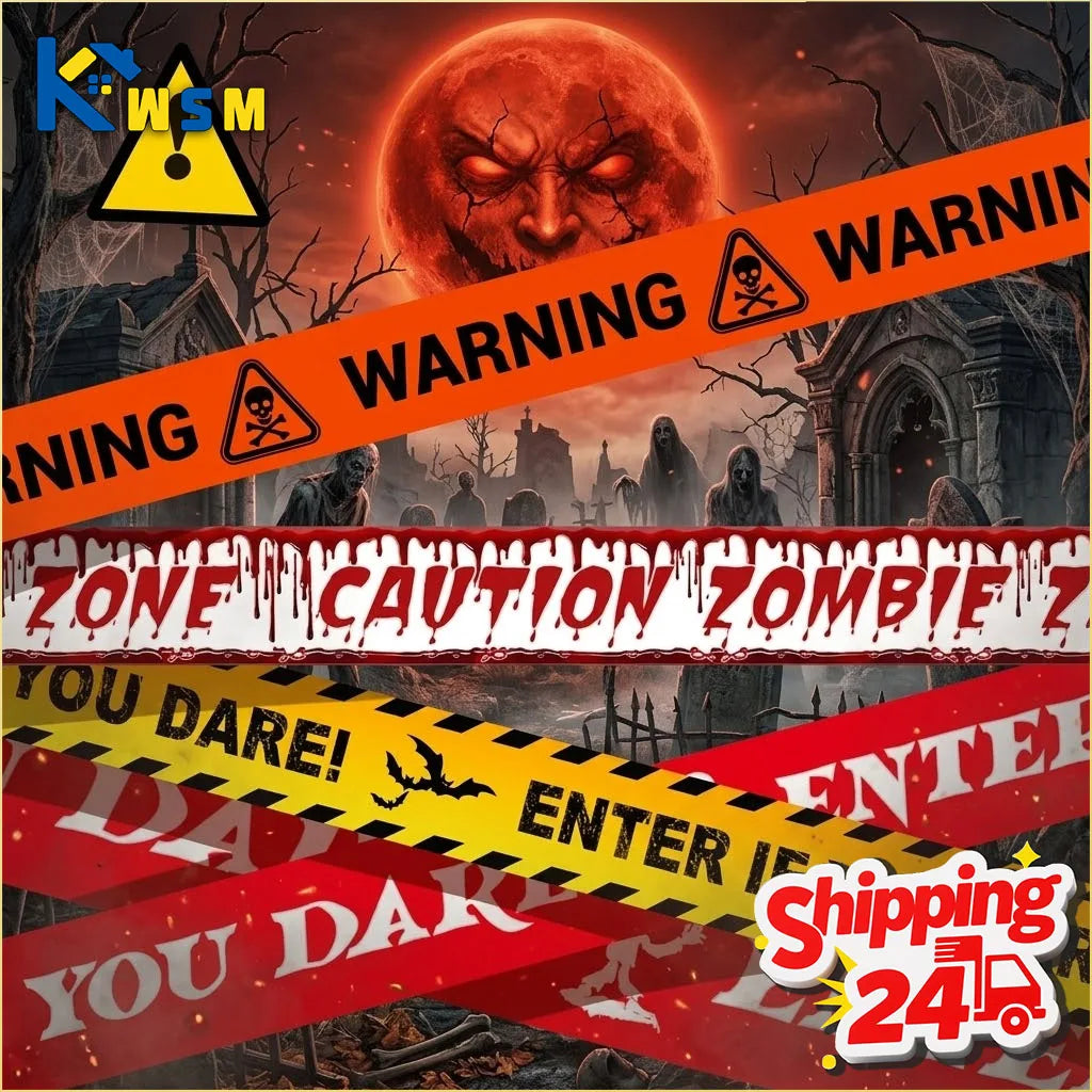 Halloween Caution Tape – Spooky Warning Barricade Yard Decor