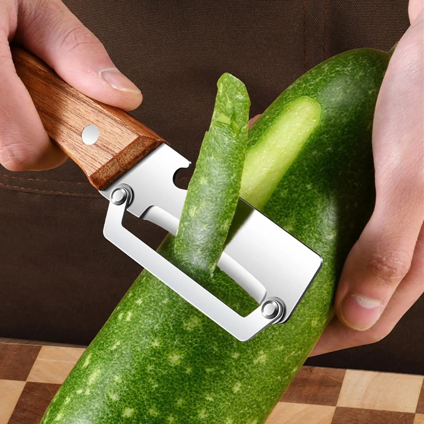 2-in-1 Y Vegetable & Fruit Peeler with Ergonomic Wooden Handle