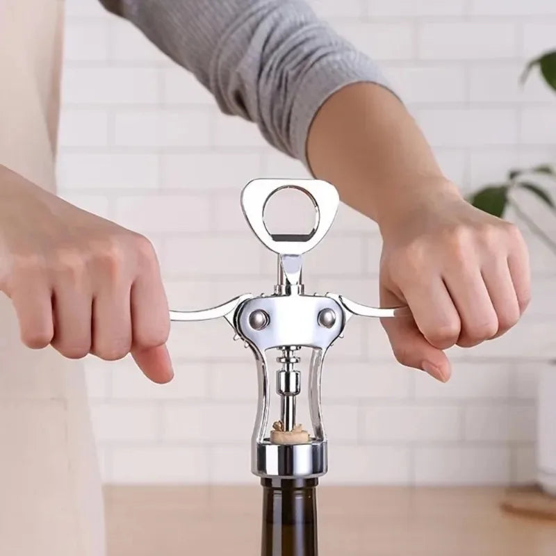 Wing Corkscrew Wine Opener – Zinc Alloy & Stainless Steel Multifunctional Bottle Opener