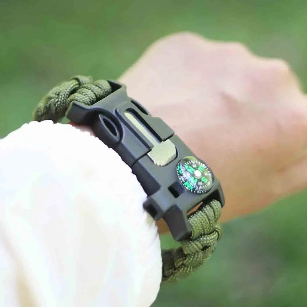 (No flint) Outdoor Survival Umbrella Rope SOS Bracelet Emergency Rescue Bracelet Compass Sport Tactical Whistle Bracelets Peaceful Pleasures Health and Wellness