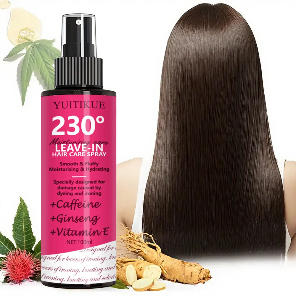 YUITIKUE leave-in spray contains caffeine and ginseng, instantly repairs dyed/heat-damaged hair, making it smooth and voluminous Peaceful Pleasures Health and Wellness
