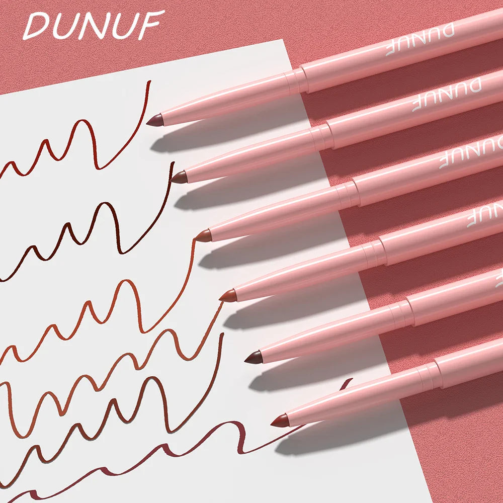 DUNUF 6-Piece Waterproof Lip Liner Set – Long-Lasting Color