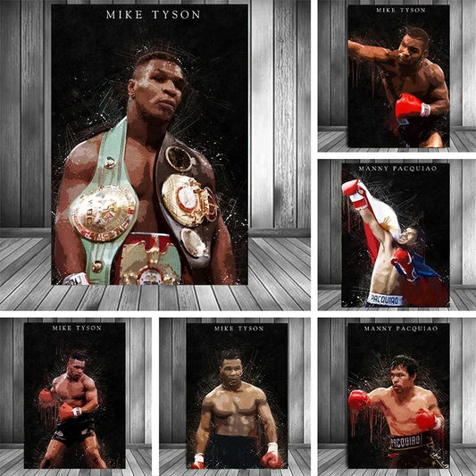 Modern Sports Aesthetics Wall Art Boxer Mike Tyson Manny Pacquiao HD Canvas Poster Prints Home Bedroom Living Room Decor Peaceful Pleasures Health and Wellness