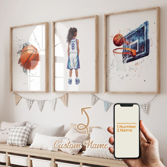 Personalized Basketball Player Canvas Wall Art – 3-Piece Set Canvas Wall Art Set Peaceful Pleasures Health and Wellness GA-CH332-3pcs 40x50cm Unframed