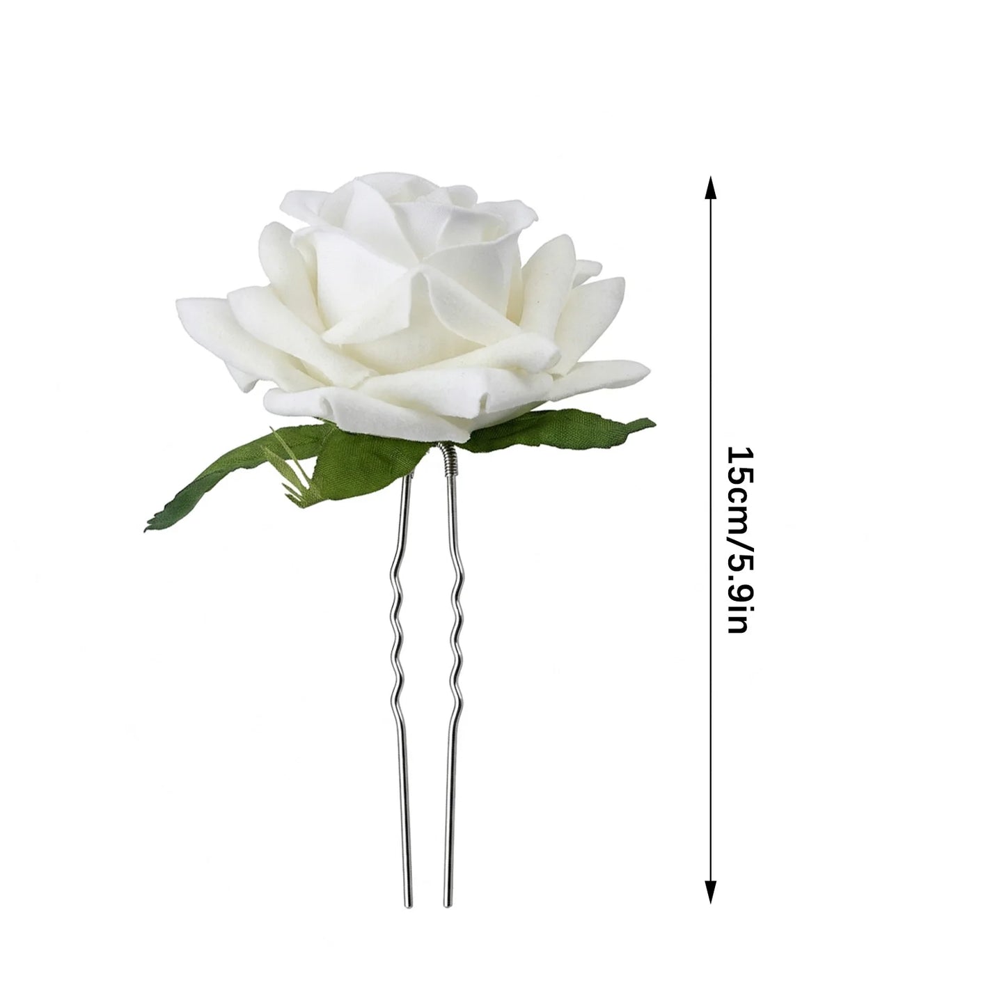 Artificial-Roses Hair Fork U Shape Design Silk Flower Bridal Headwear Peaceful Pleasures Health and Wellness