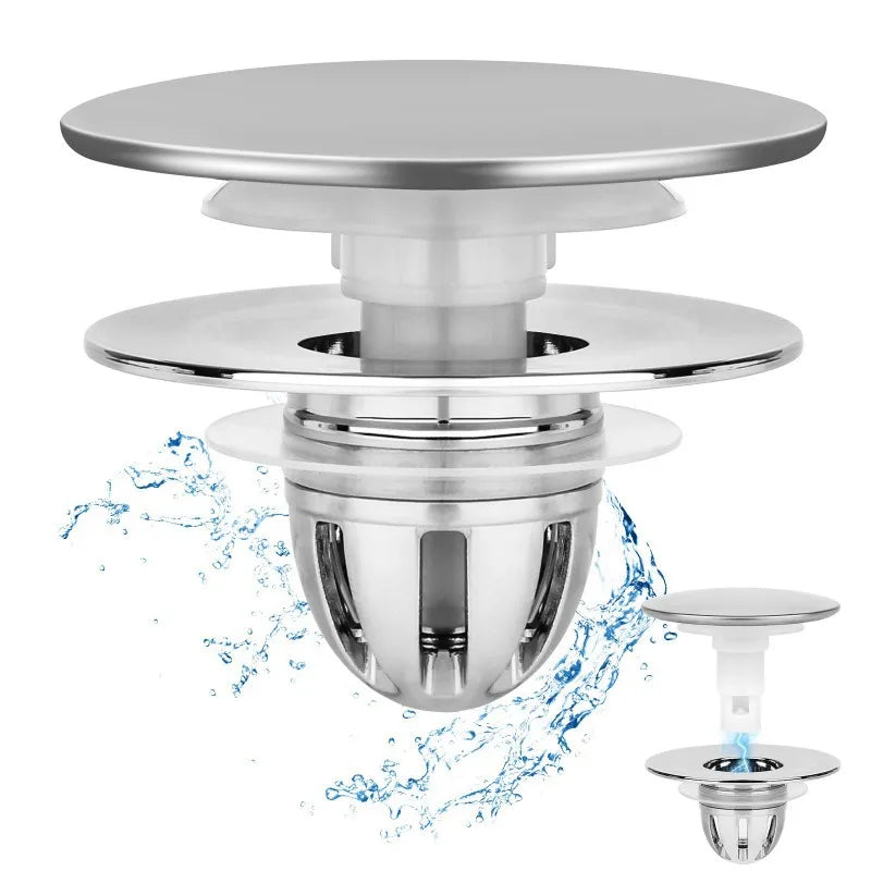 Universal Pop-Up Sink Stopper | Hair Catcher & Odor Seal