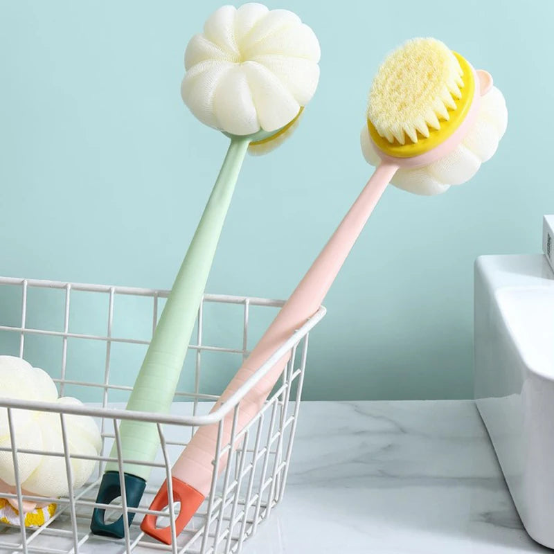 2-in-1 Double-Sided Bath Brush | Long Handle Back Scrub