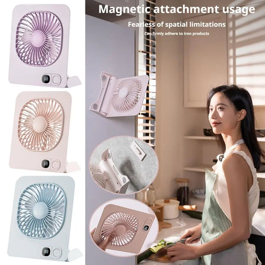 Magnetic Desk Fan USB Rechargeable Portable Electric Fan for Office Student Home Desktop Tabletop Daily Use Quiet Electronics Peaceful Pleasures Health and Wellness