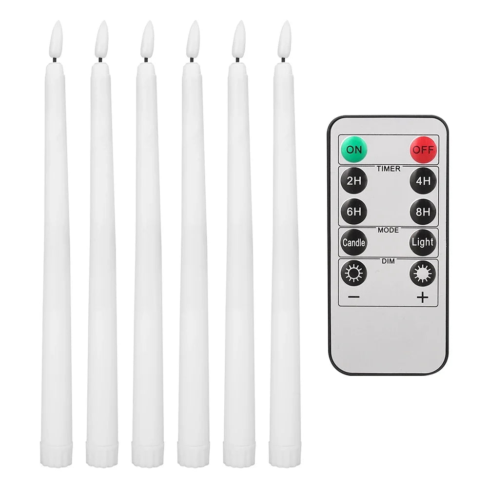LED Flameless Taper Candles 12/24pcs Flickering with Remote 11" Battery Operated Ivory Candlesticks Christmas Home Wedding Decor Peaceful Pleasures Health and Wellness 6pcs white
